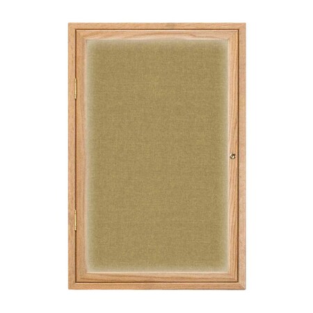 United Visual Products Triple Door Enclosed Radius EZ Tack Board, 96"x48", Header, Gold/Grey UV7016EZ-GREY-GOLD